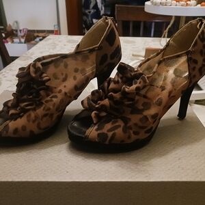 Avon Brown Leopard Print Ankle Booties
